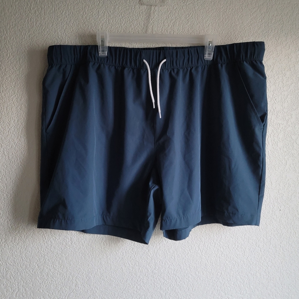 ORIGINAL USE Blue Drawstring Men XXL 2XL Shorts Elastic Waist Pocket Summer Pool
